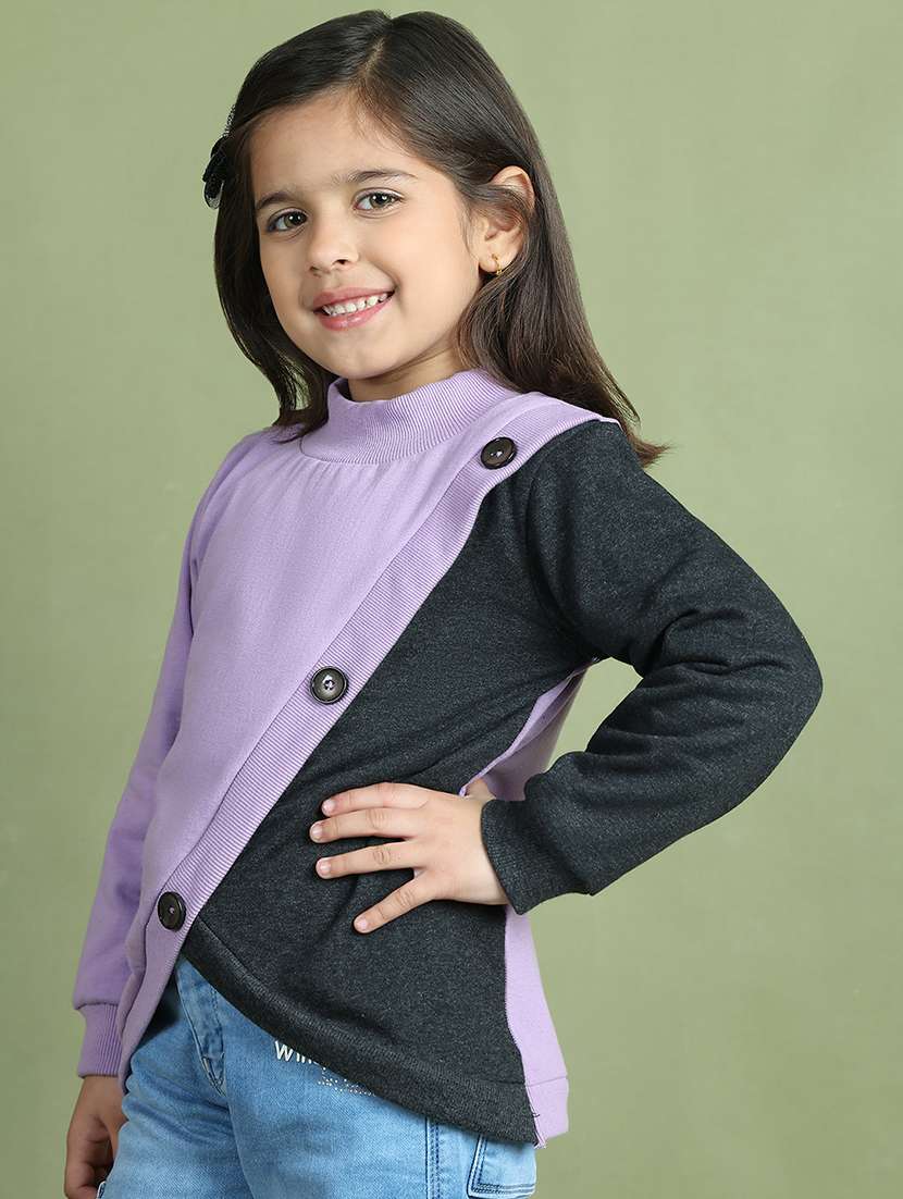 girls color block long sleeve sweatshirt - 21731983 -  Standard Image - 1