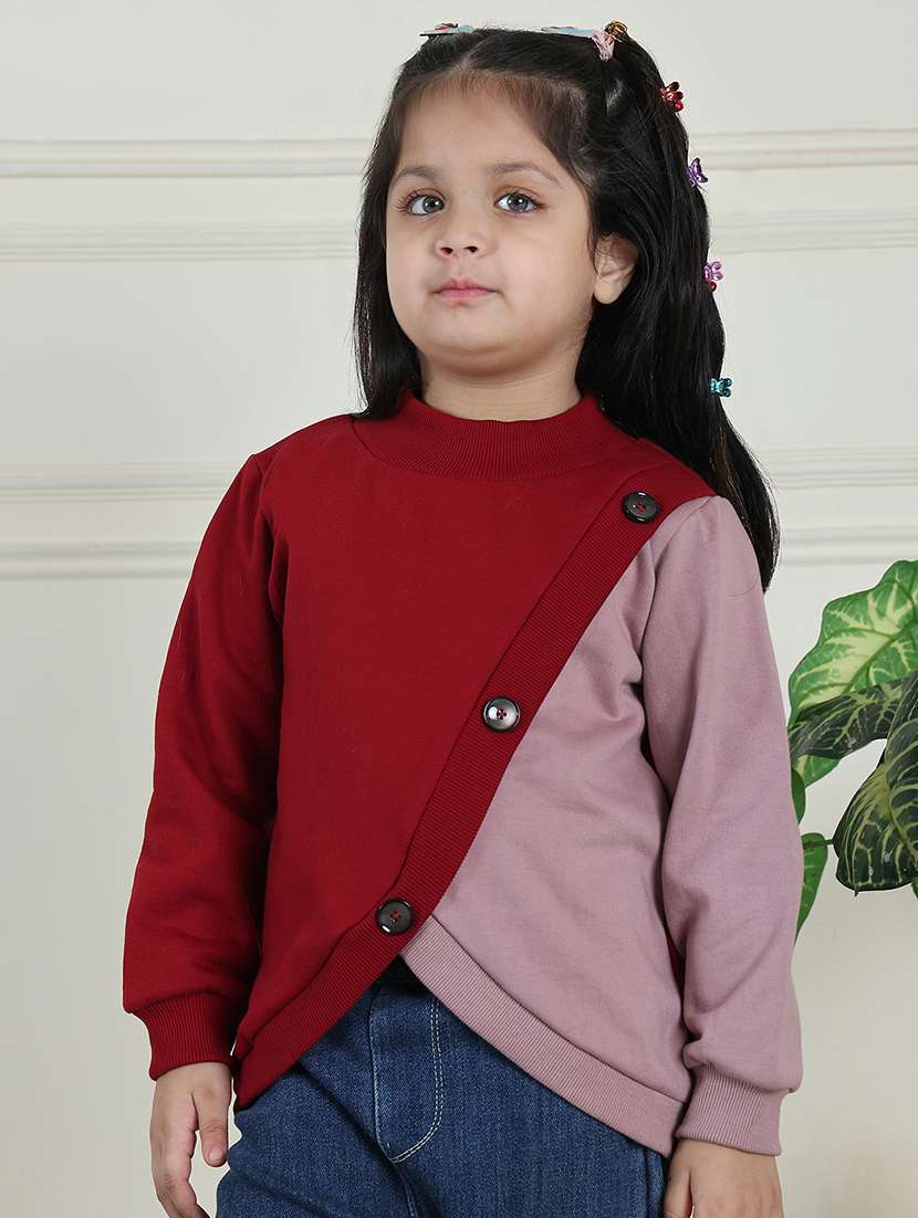 girls color block long sleeve sweatshirt - 21731995 - Standard Image - 1