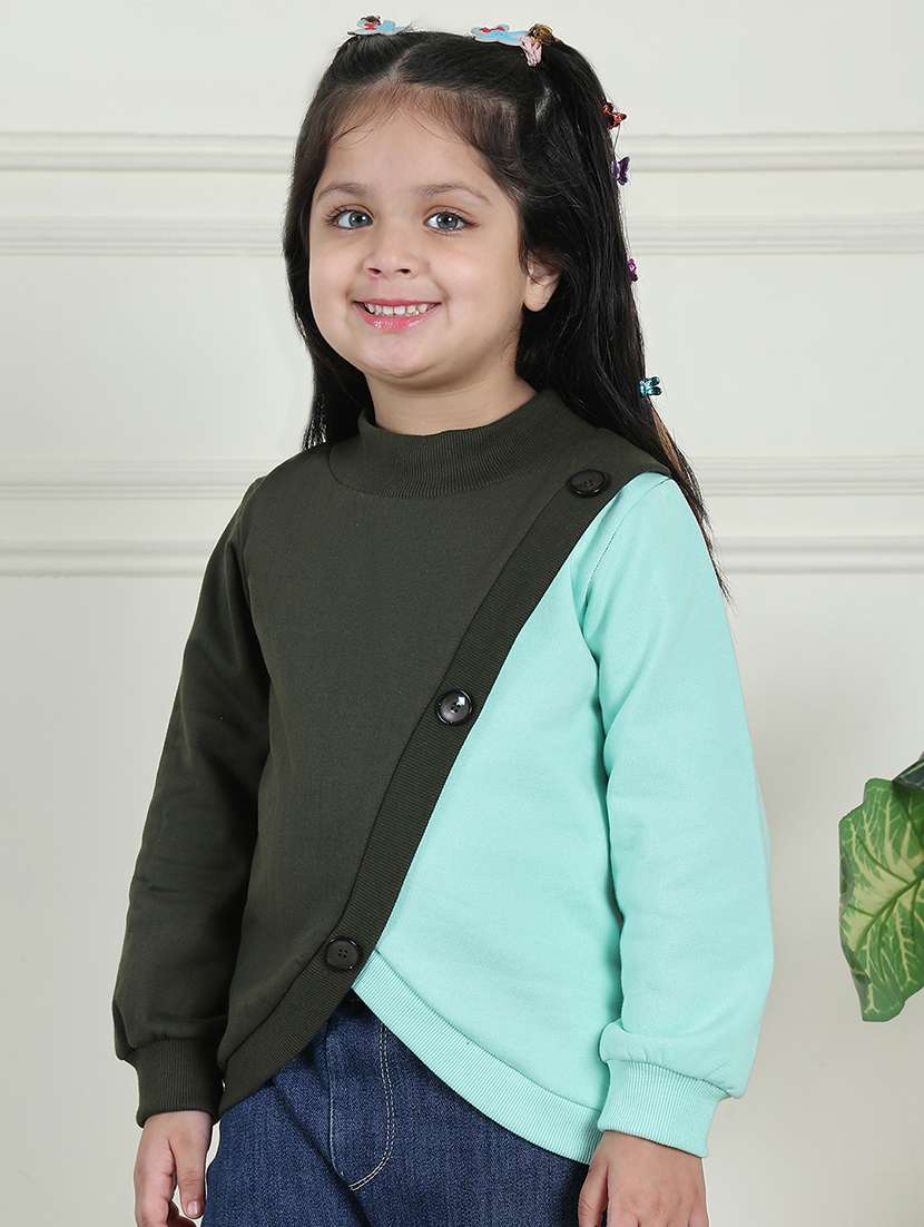 girls color block long sleeve sweatshirt - 21731996 -  Standard Image - 1