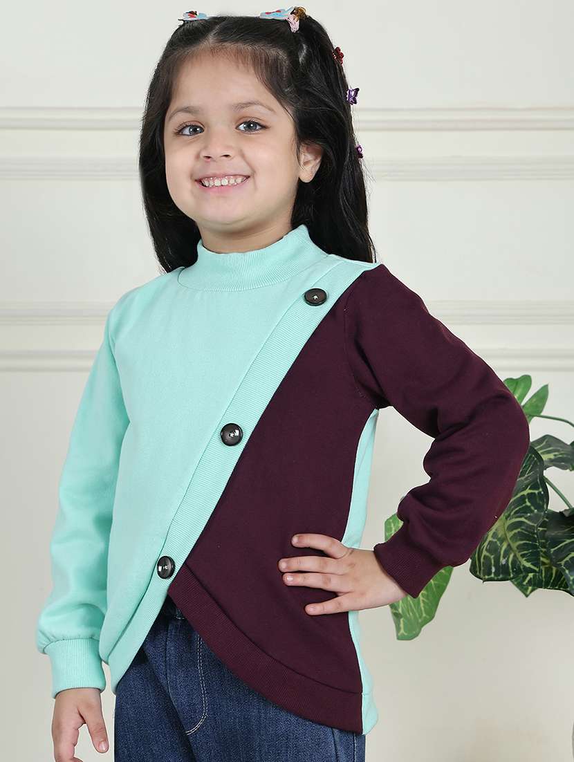 girls color block long sleeve sweatshirt - 21731997 -  Standard Image - 1