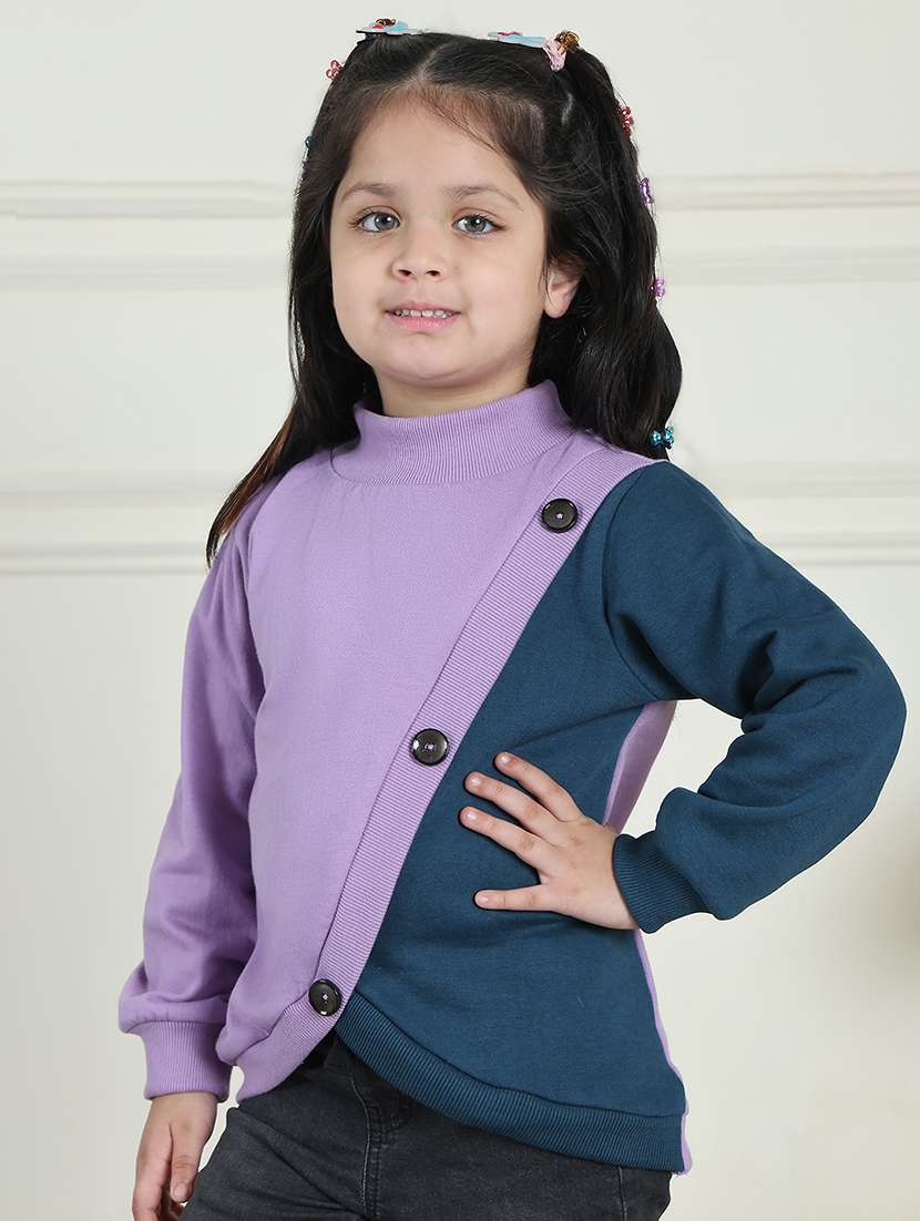 girls color block long sleeve sweatshirt - 21731999 -  Standard Image - 1
