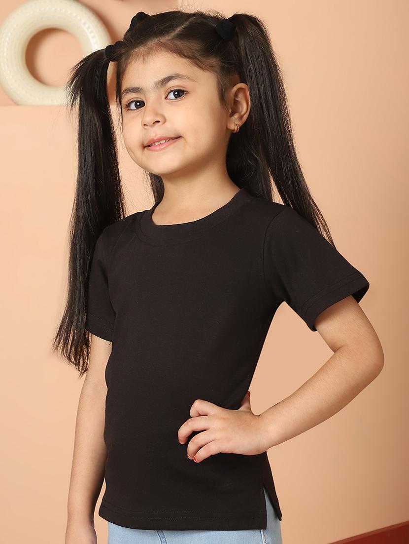 girls solid round neck tee - 21732005 -  Standard Image - 1