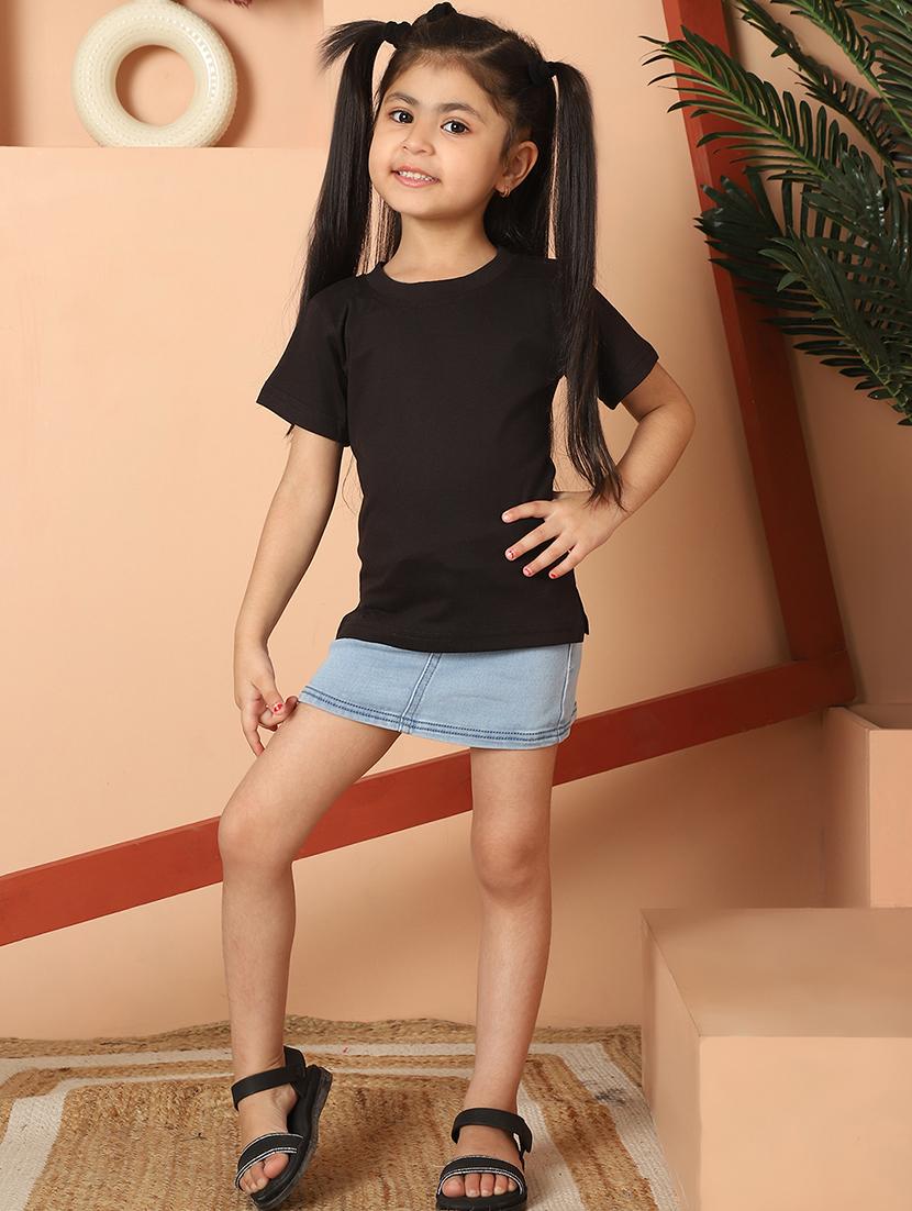 girls solid round neck tee - 21732005 - Standard Image - 4