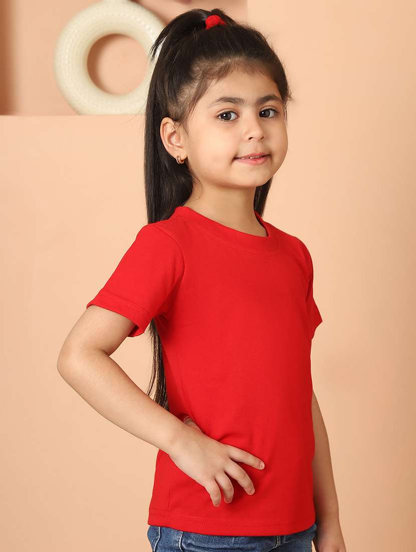 girls solid round neck tee - 21732007 -  Standard Image - 1