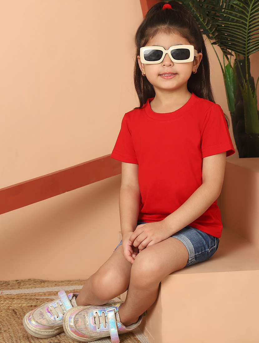 girls solid round neck tee - 21732007 -  Standard Image - 4
