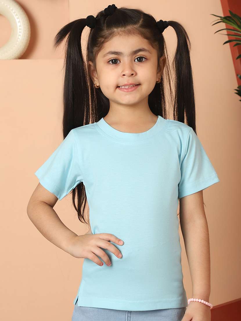 girls solid round neck tee