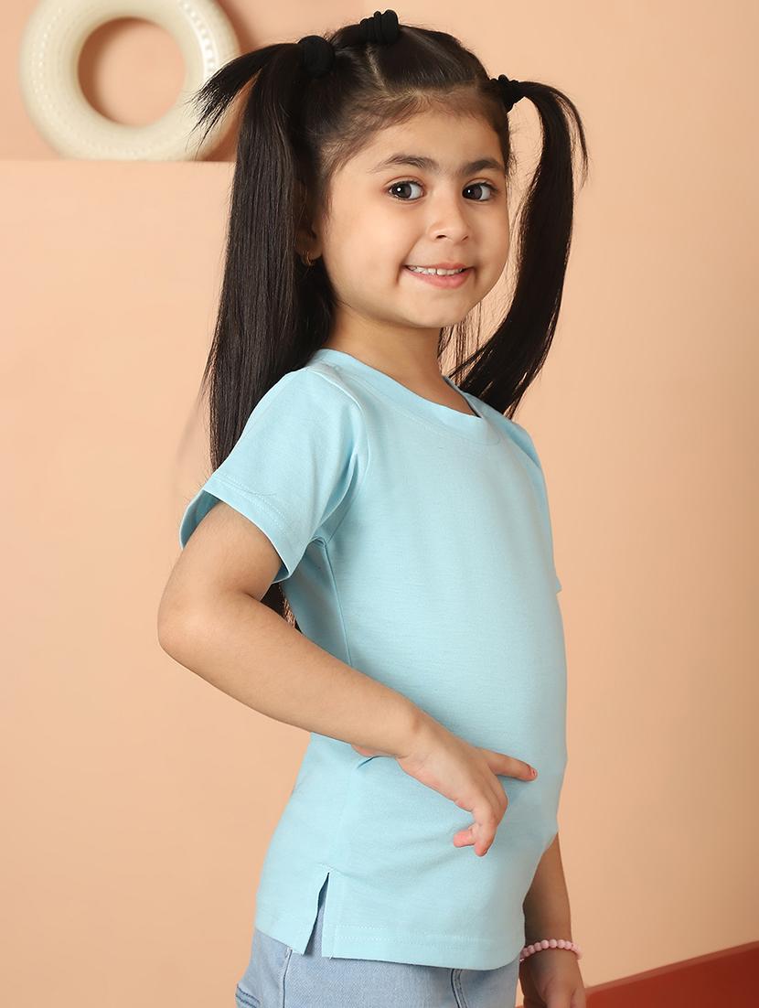 girls solid round neck tee - 21732008 - Standard Image - 1