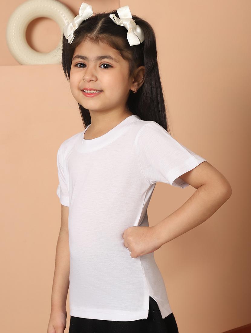 girls solid round neck tee - 21732009 -  Standard Image - 1