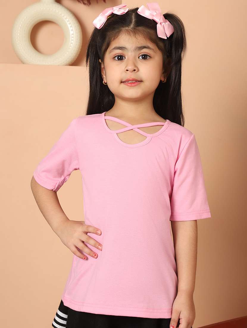 girls solid short sleeve top