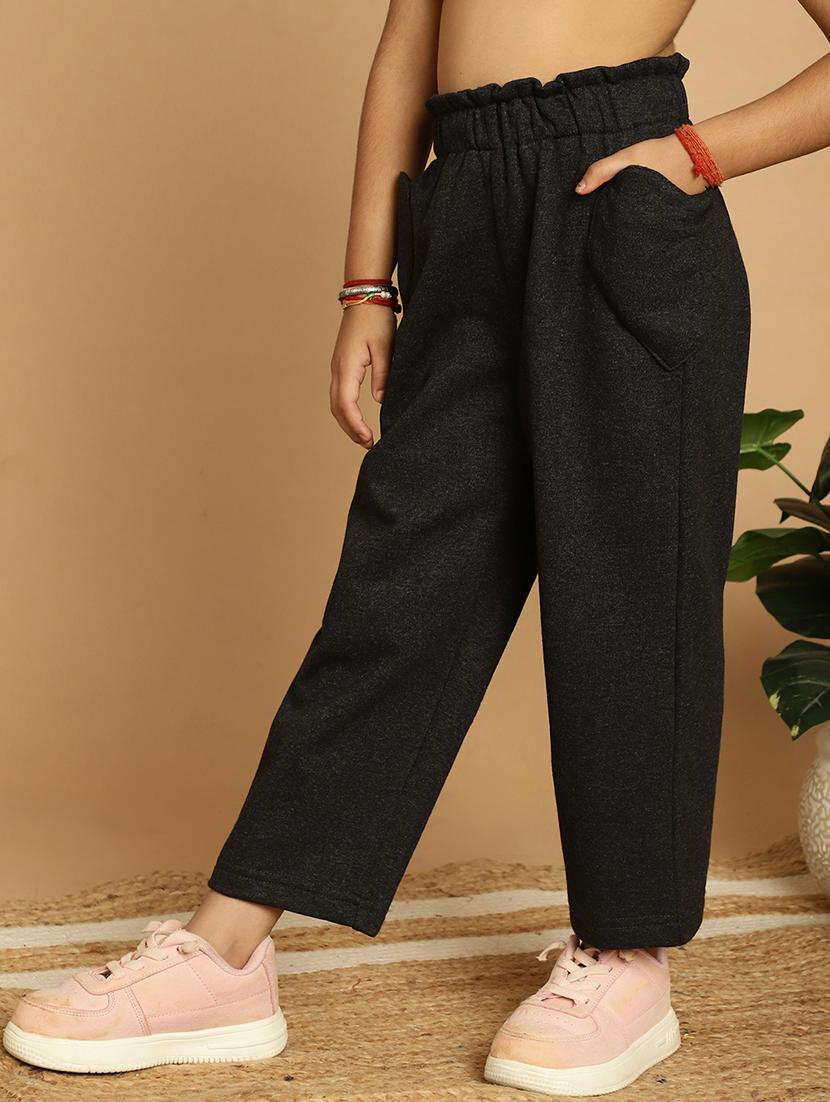 girls solid mid rise trouser - 21732074 -  Standard Image - 1
