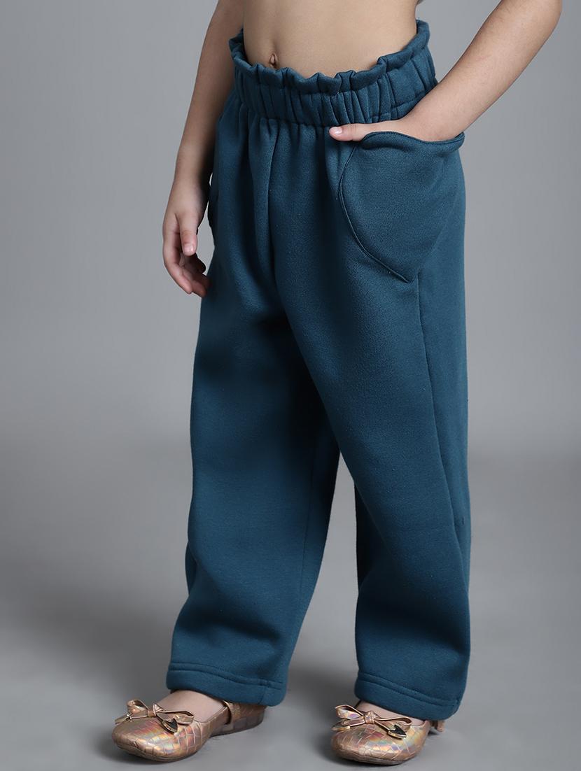 girls solid mid rise casual trouser - 21732078 -  Standard Image - 1