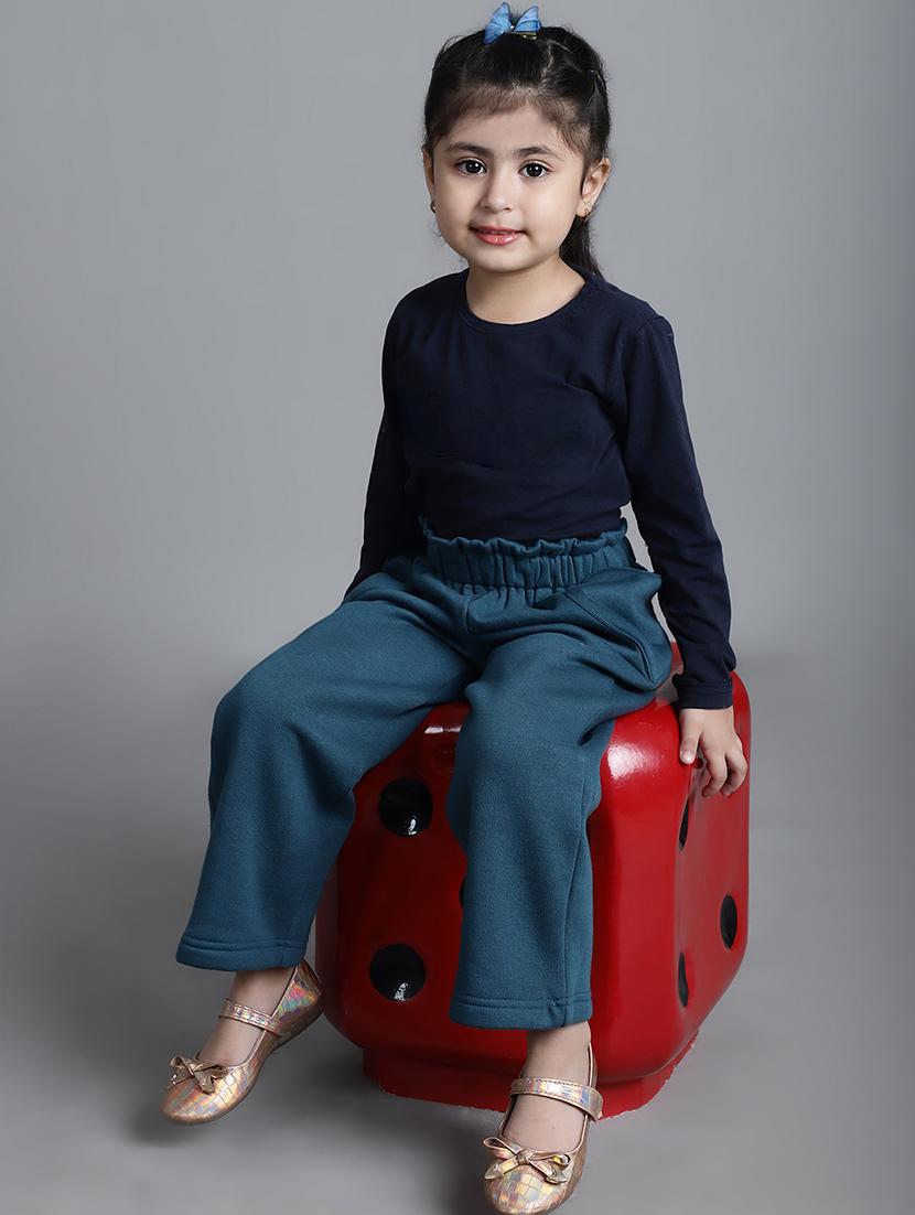 girls solid mid rise casual trouser - 21732078 - Standard Image - 4