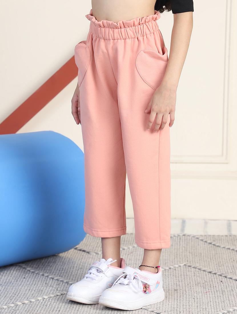 girls solid mid rise casual trouser - 21732085 -  Standard Image - 1