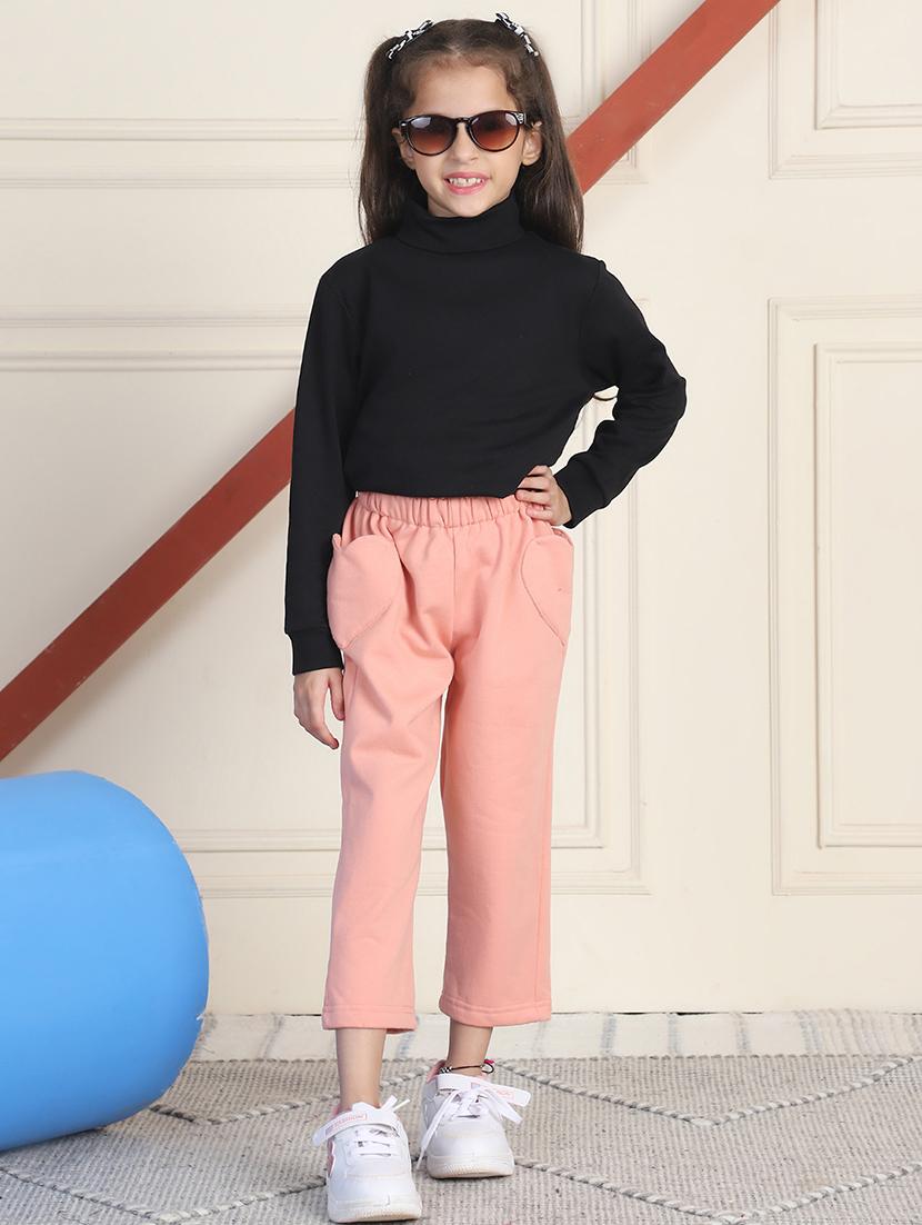 girls solid mid rise casual trouser - 21732085 - Standard Image - 4