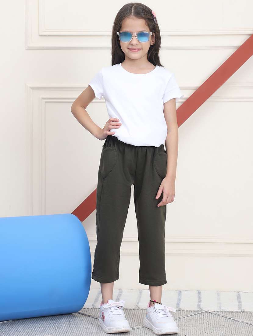 girls solid mid rise casual trouser - 21732086 -  Standard Image - 4