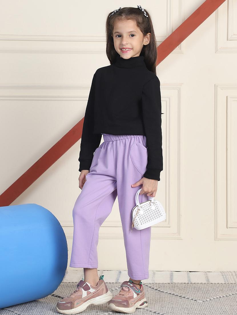 girls solid mid rise casual trouser - 21732088 - Standard Image - 4