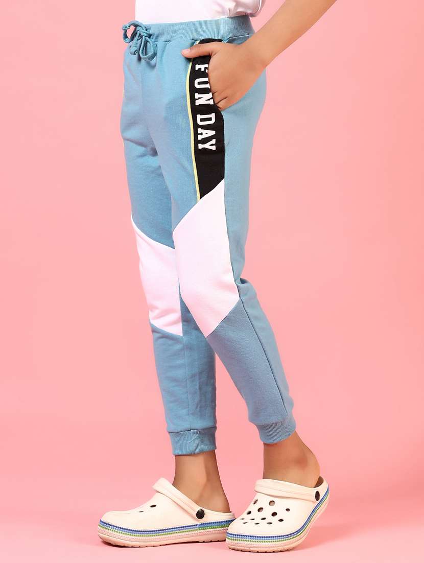 boys light blue color block mid rise jogger - 21732116 -  Standard Image - 1
