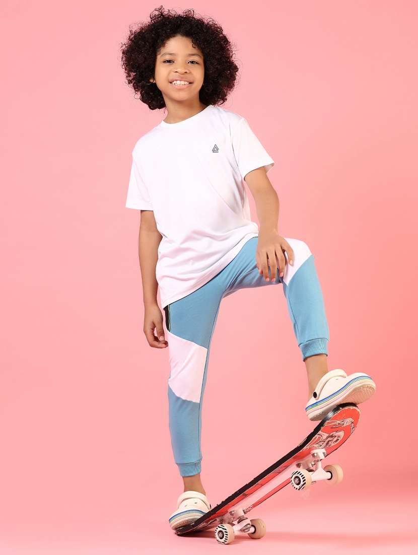 boys light blue color block mid rise jogger - 21732116 -  Standard Image - 4