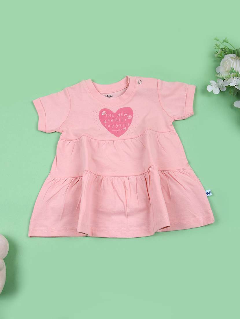 girls printed round neck tiered frock