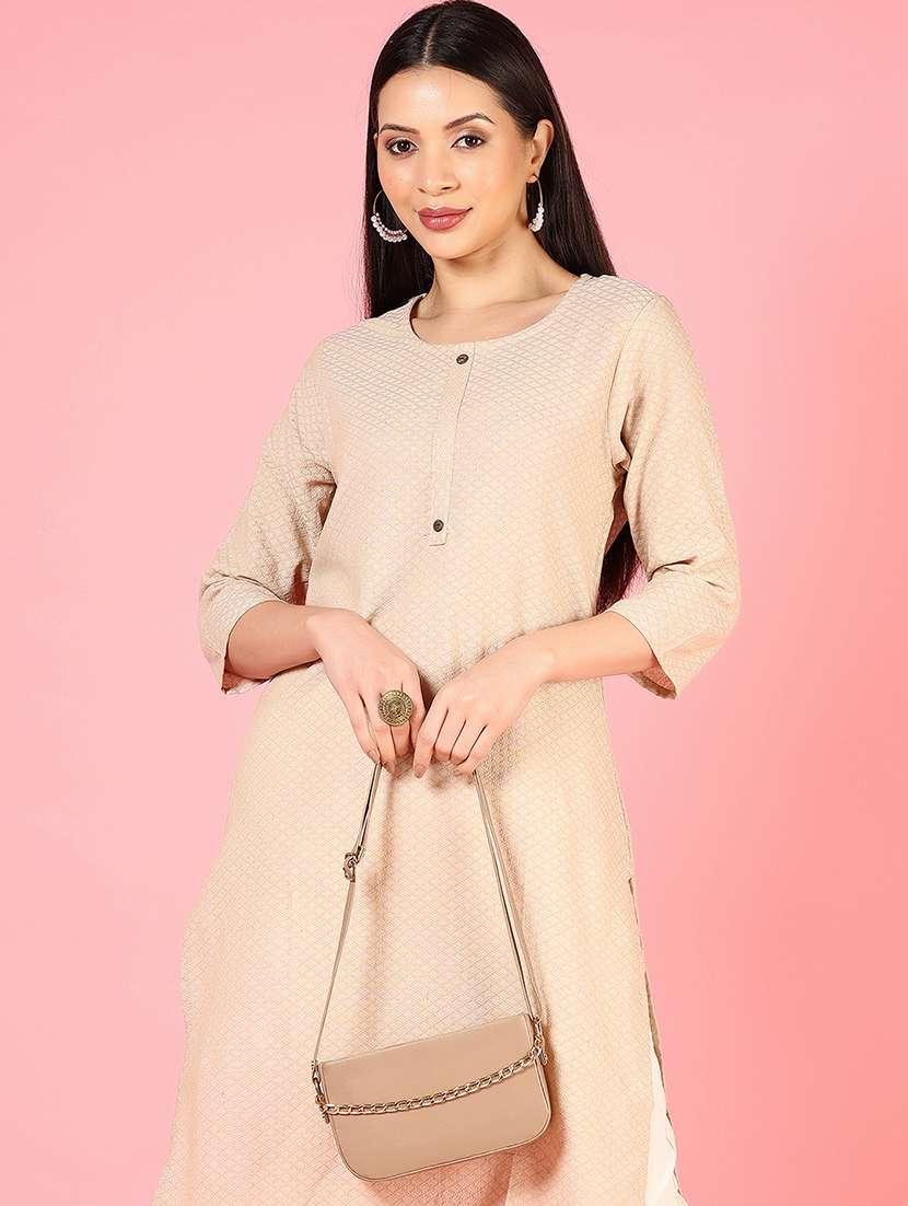 women three quarter sleeve straight kurta - 21732133 - Standard Image - 4
