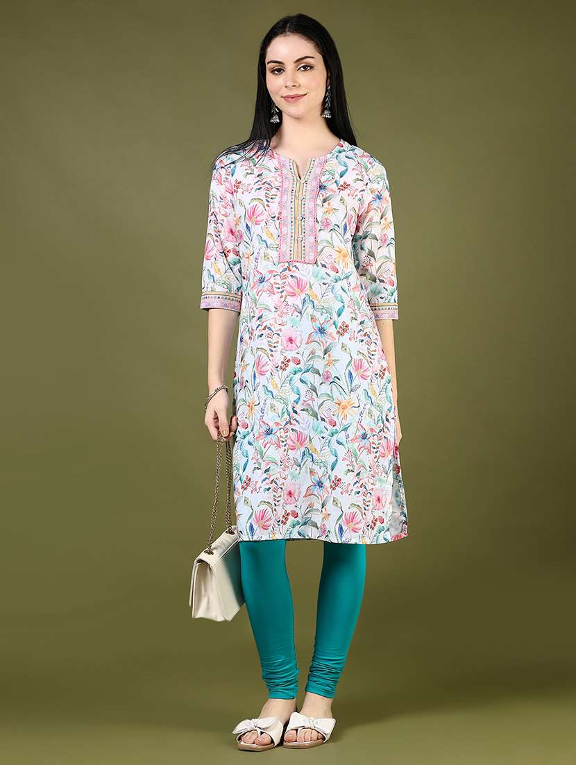 women blue solid low rise full length leggings - 21732152 -  Standard Image - 4