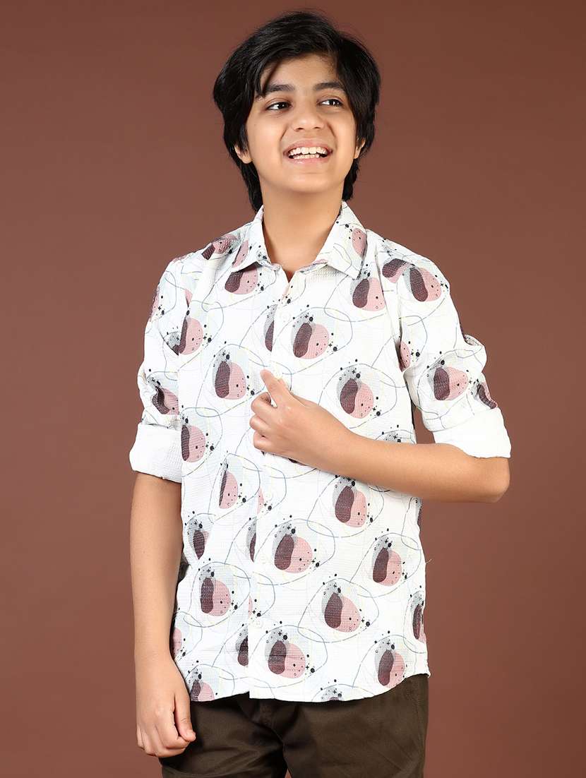 boys printed collared long sleeve shirt - 21732174 -  Standard Image - 1
