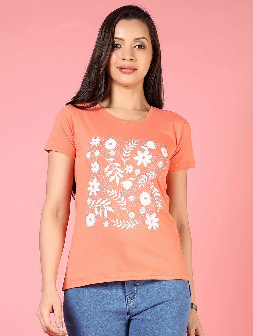 women front print short sleeve t-shirt - 21732179 -  Standard Image - 1