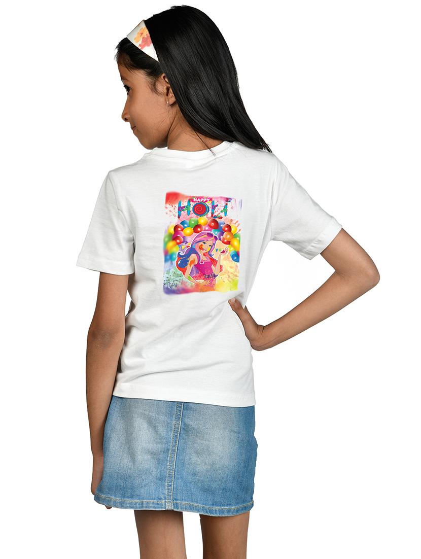girls graphic printed short sleeve holi t-shirt - 21732288 -  Standard Image - 1