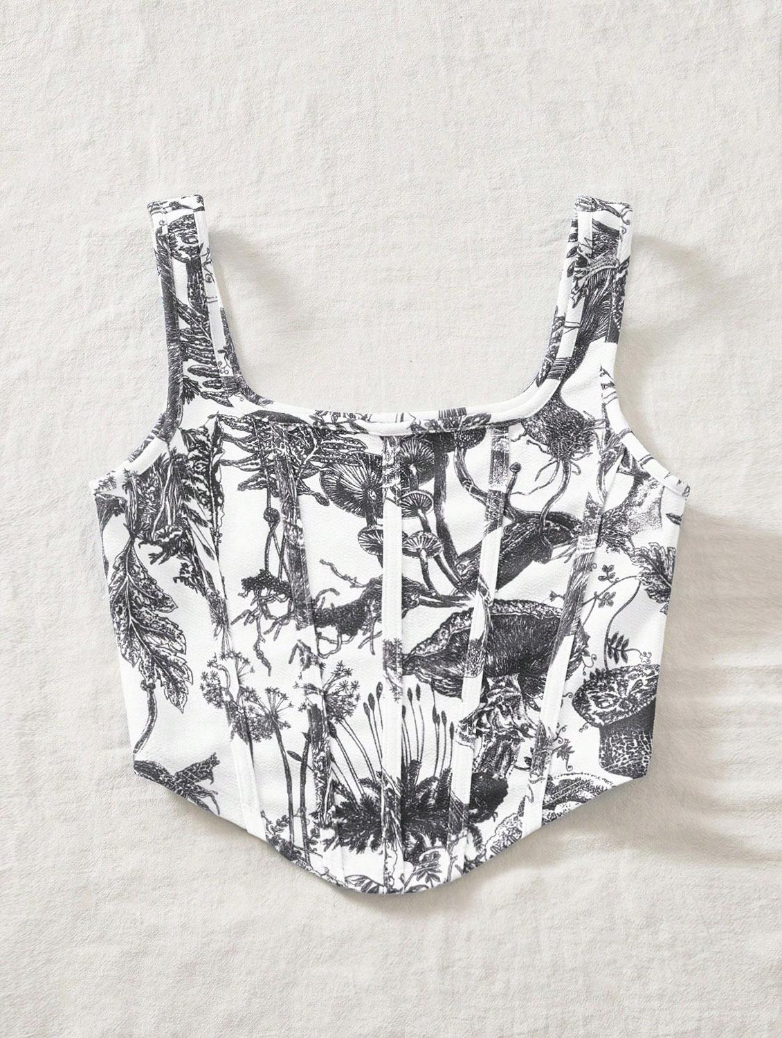women printed corset crop top - 21732302 -  Standard Image - 1