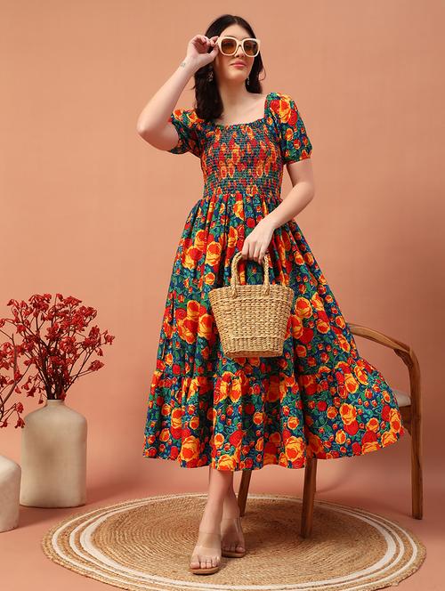 women floral print fit & flare dress - 21732318 - Standard Image - 0
