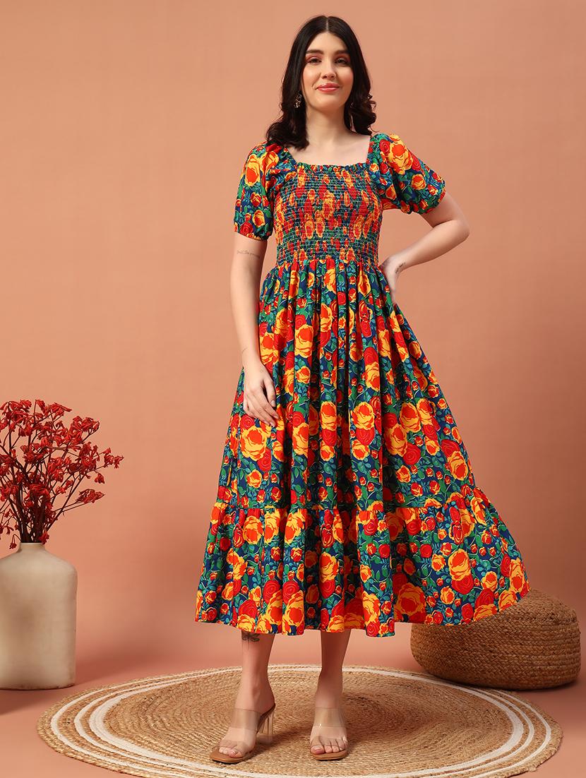 women floral print fit & flare dress - 21732318 - Standard Image - 4