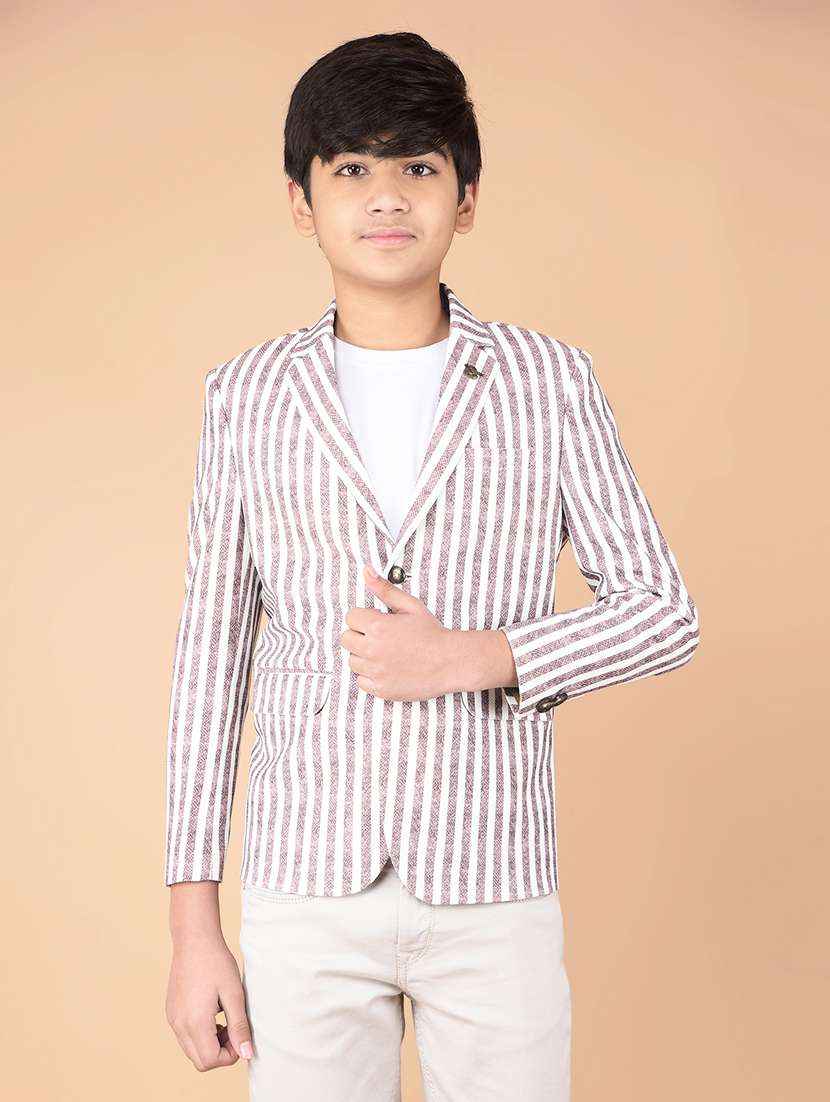 brown cotton blend blazer jackets & coat