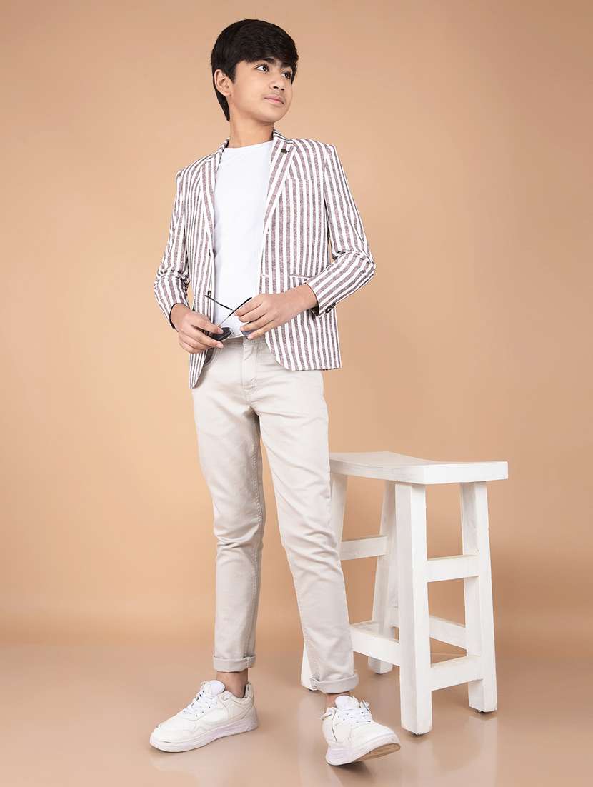 brown cotton blend blazer jackets & coat - 21732389 -  Standard Image - 4