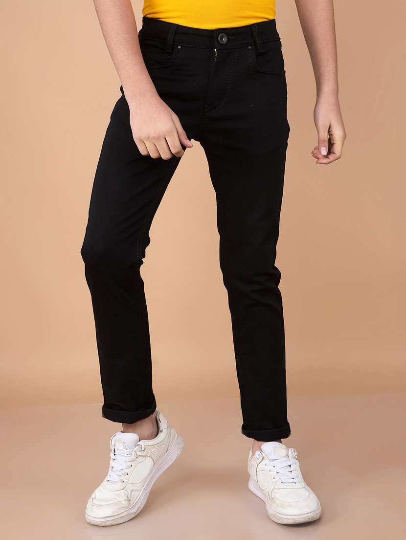 boys solid mid rise jeans