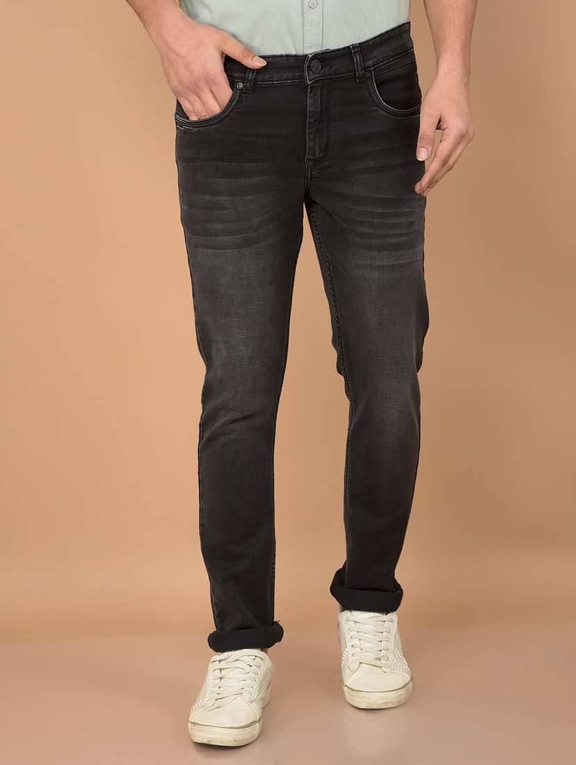 black cotton blend jeans