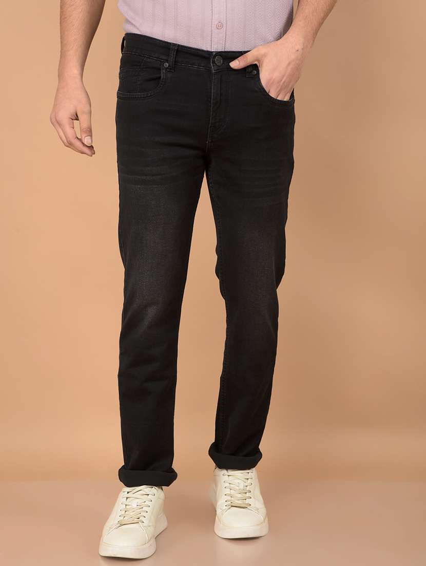 black cotton blend jeans