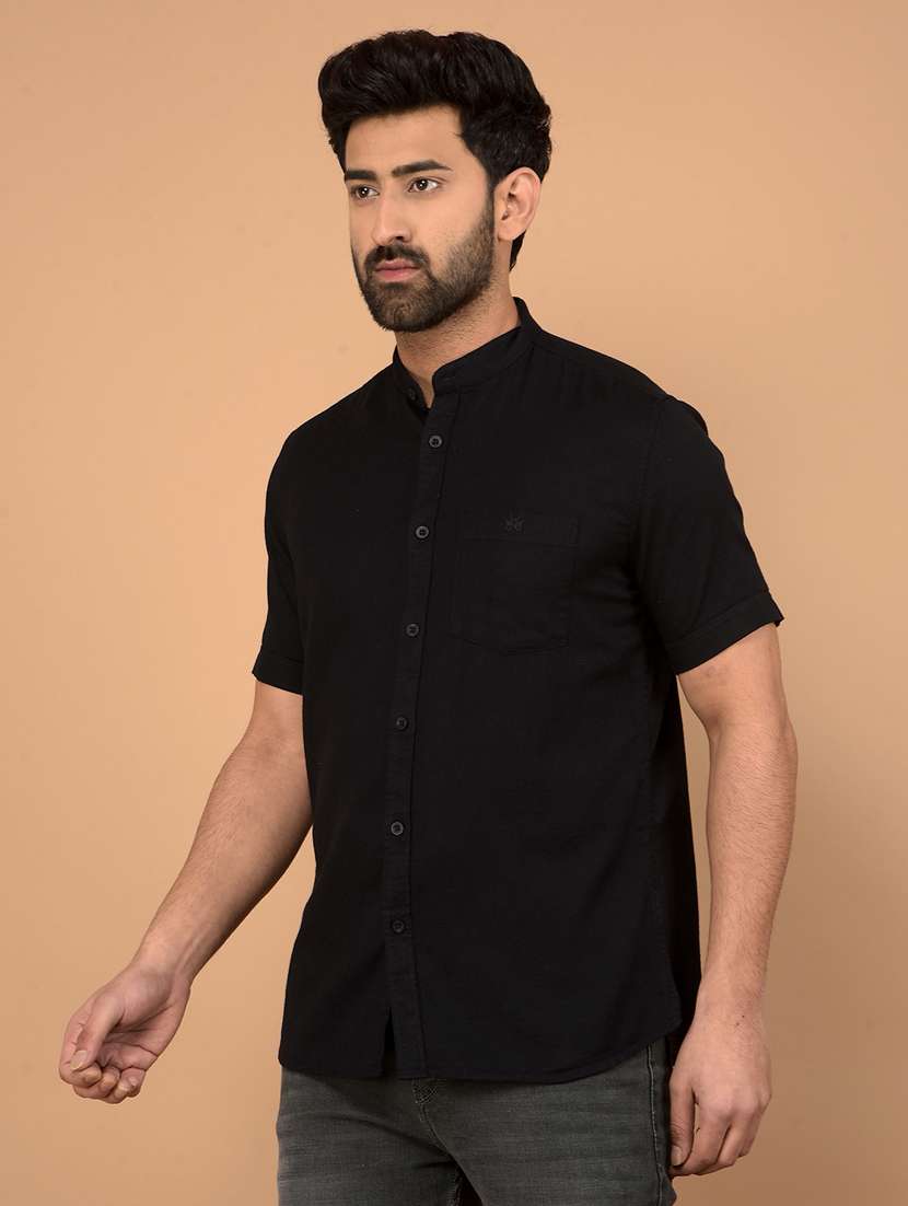 men short sleeves plain casual shirt