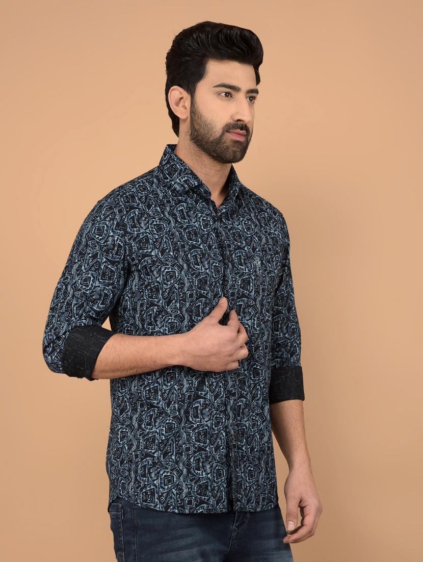 men long sleeves printed casual shirt - 21732621 - Standard Image - 1