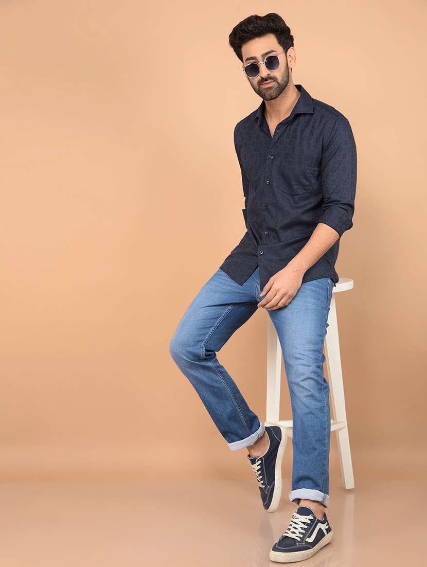 men long sleeves self design casual shirt - 21732632 -  Standard Image - 4