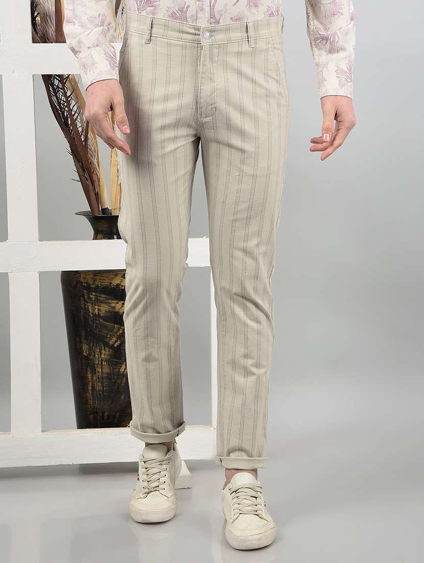 men mid rise striped chinos