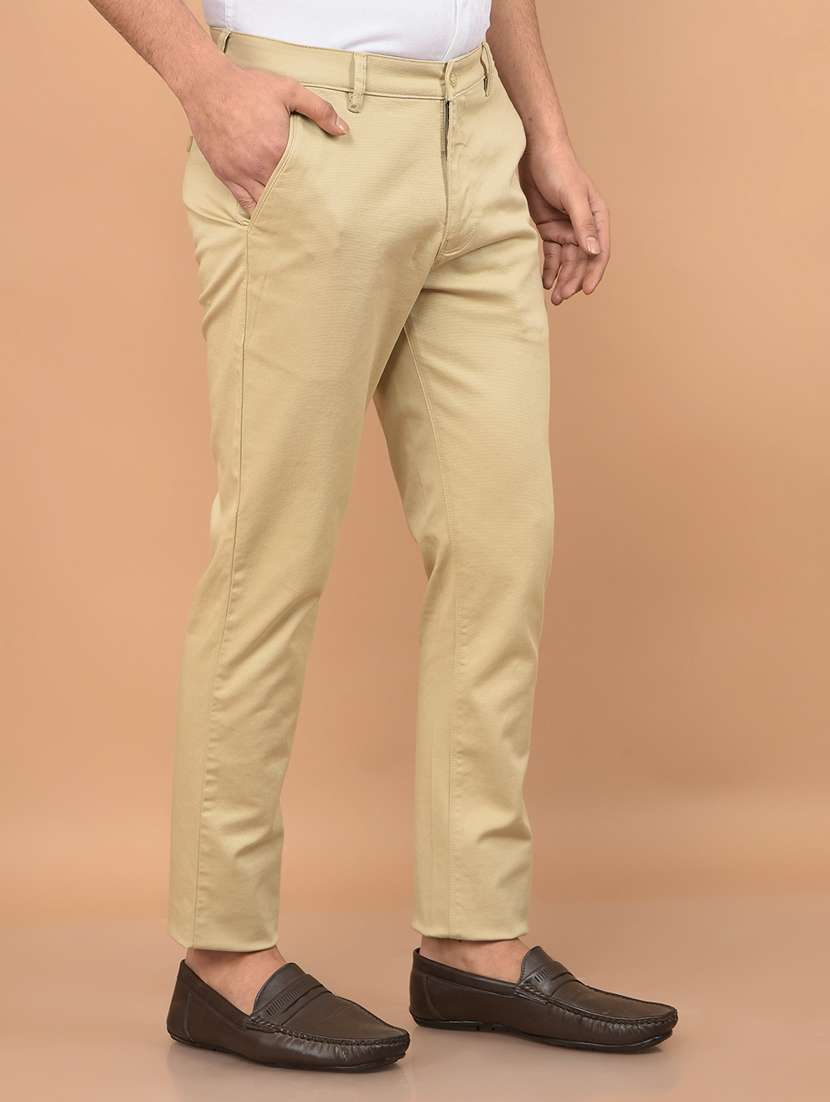 men solid mid rise chinos  - 21732693 -  Standard Image - 1