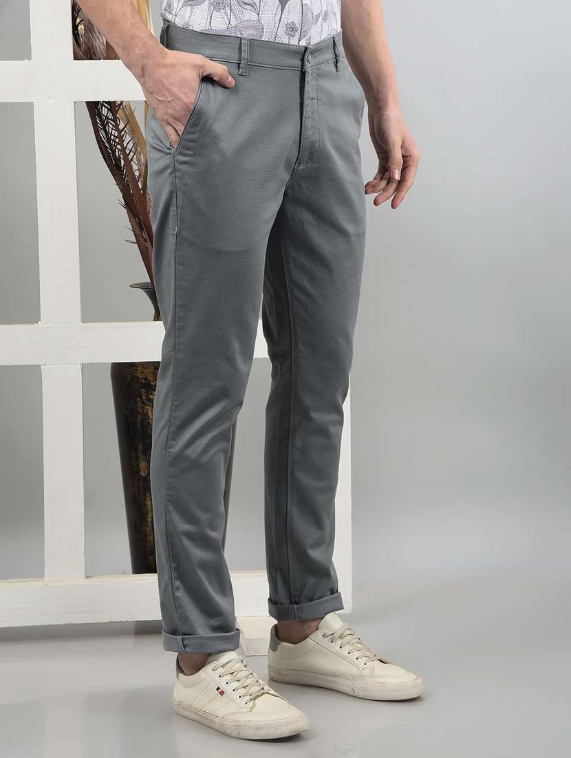 men solid mid rise chinos  - 21732694 -  Standard Image - 1