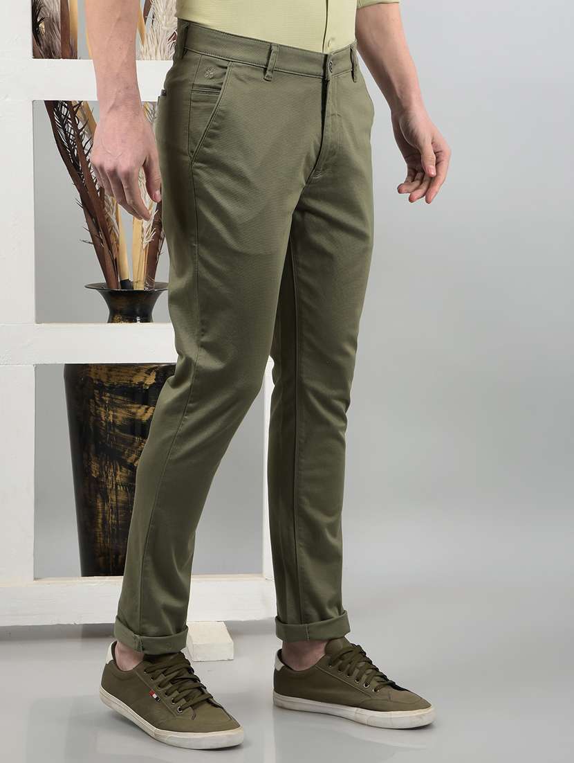 men solid mid rise chinos  - 21732695 -  Standard Image - 1