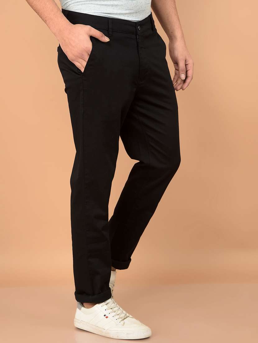 men solid mid rise chinos - 21732696 - Standard Image - 1