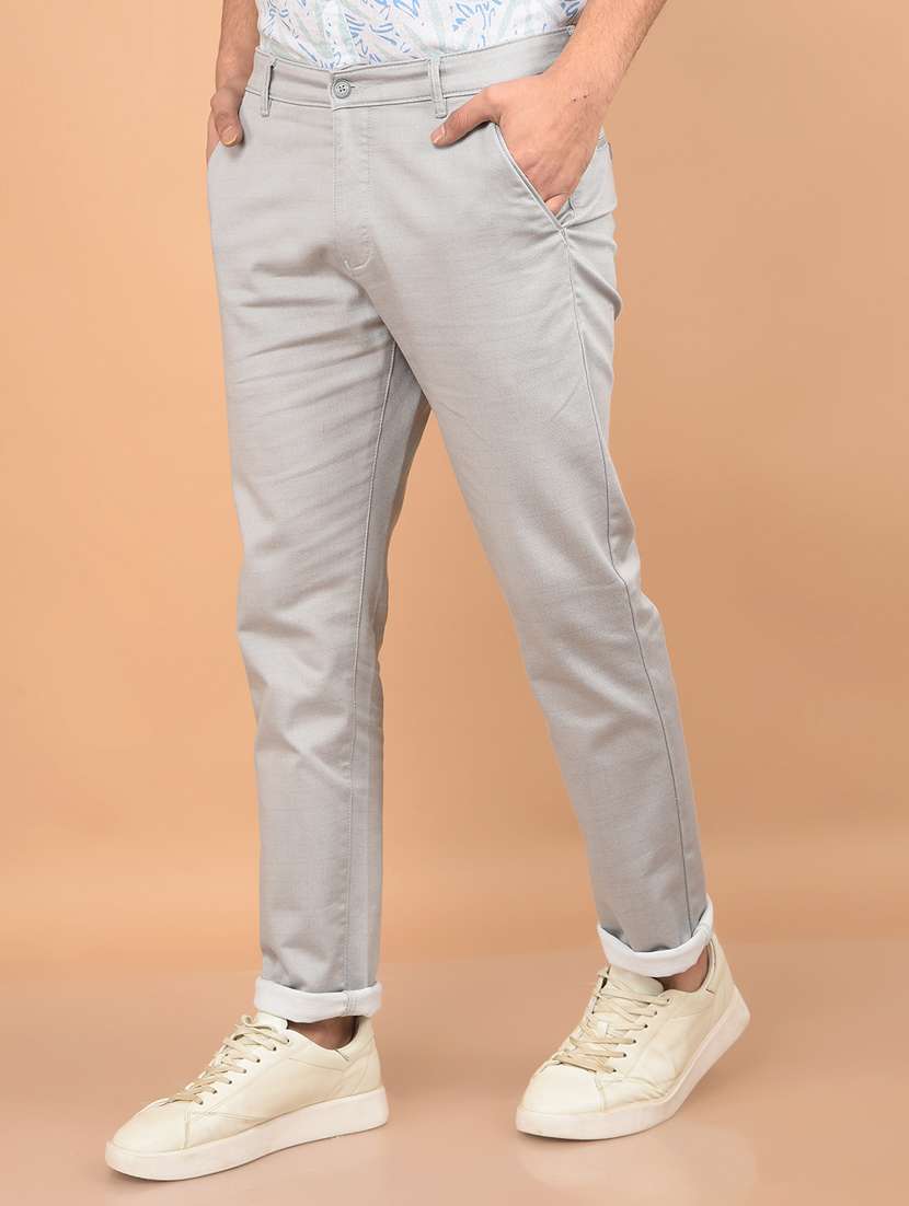 men solid mid rise chinos  - 21732701 -  Standard Image - 1