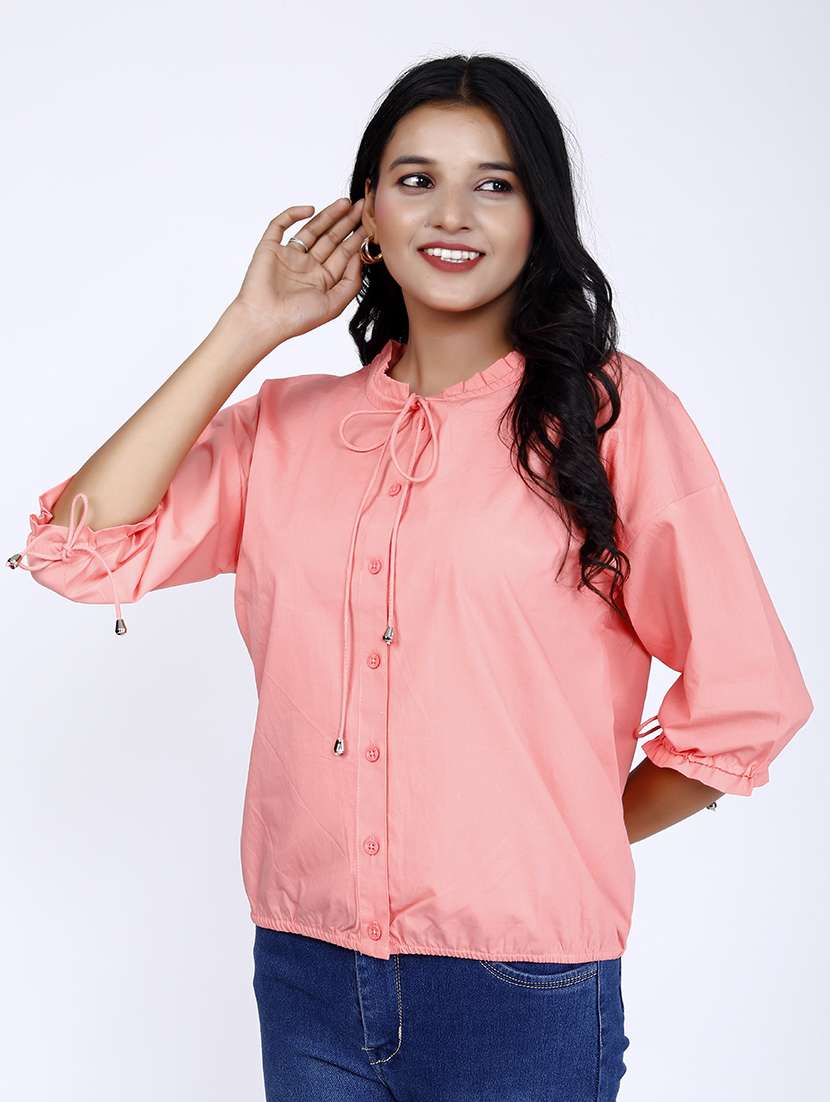 women solid tie-up neck regular top - 21732751 - Zoom Image - 0