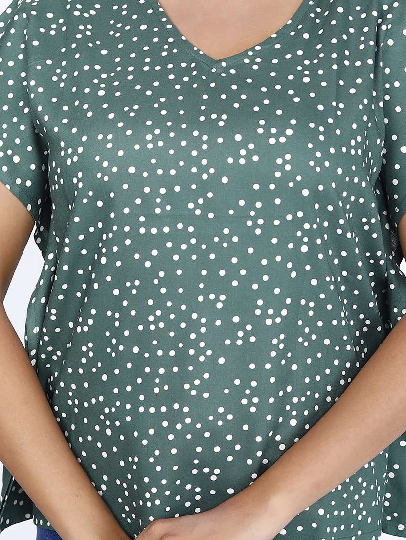 women green polka dot printed regular top - 21732760 -  Standard Image - 4