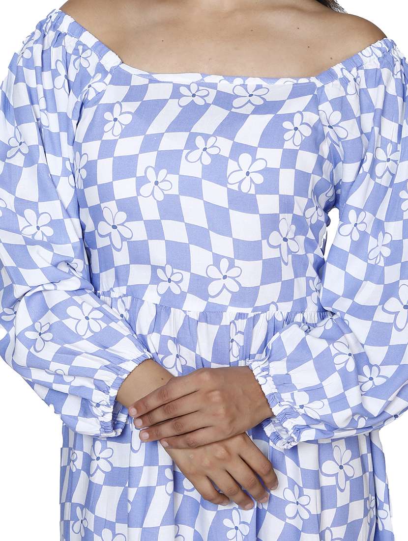 women printed long sleeve off shoulder dress - 21732864 -  Standard Image - 4
