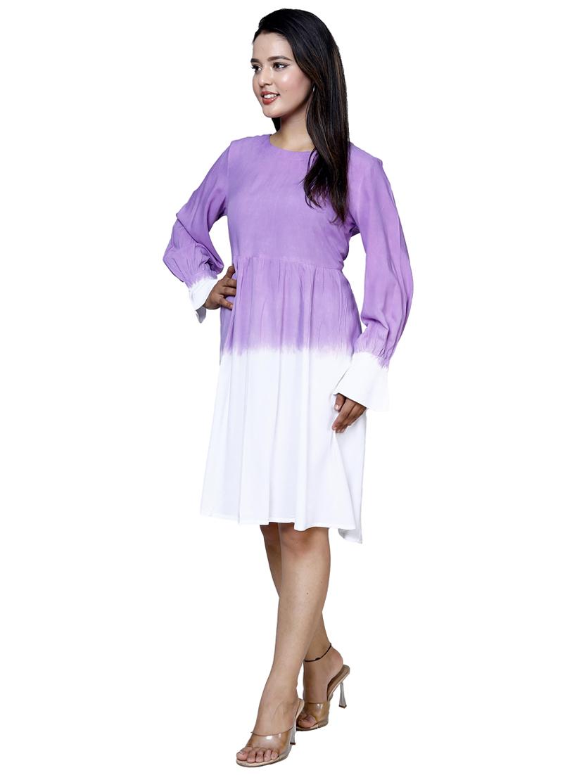 women tie & dye long sleeve fit & flare dress - 21732874 - Standard Image - 1