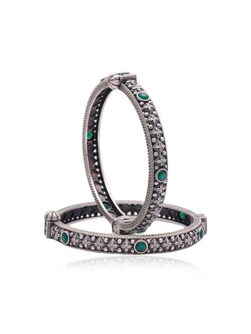 women stones studded silver bangles set - 21733221 -  Standard Image - 0